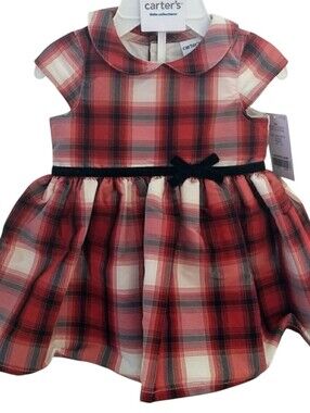 NWT Carter’s Baby Girl Red Plaid Special Occasion Dress (3M)